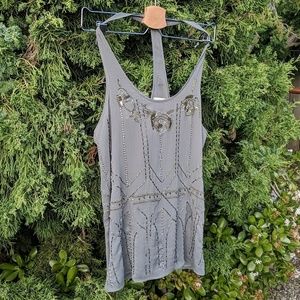 Sequined T-back Chiffon-like Tank